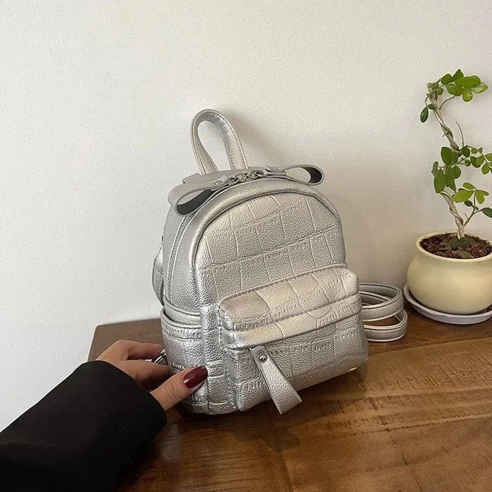 Mini ryggsäck dam skinn Silver