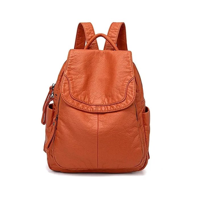 Ryggsäck läder tyg Orange