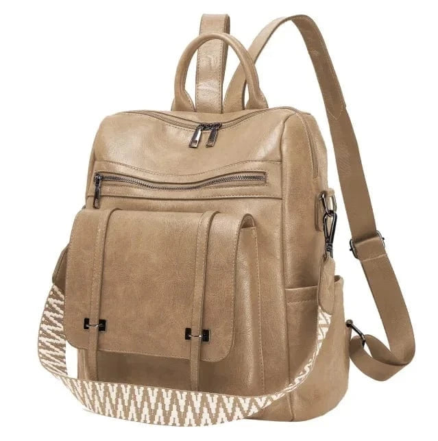Laptop ryggsäck läder Khaki