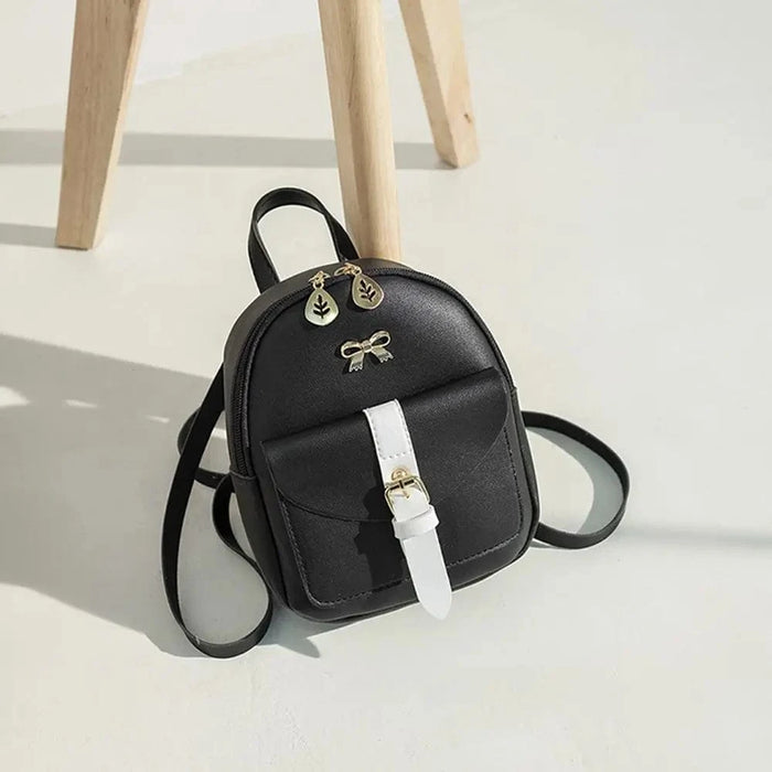 Mini ryggsäck läder Svart