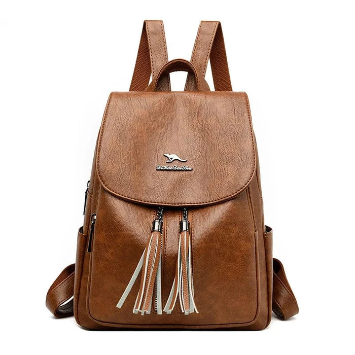 Ryggsäck läder 20l gulbrun